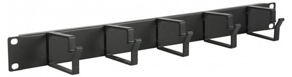 Органайзер за кабели MIRSAN MR.OKP1U19.01, 1U, 19", 5 скоби, за SOHO шкафове, черен