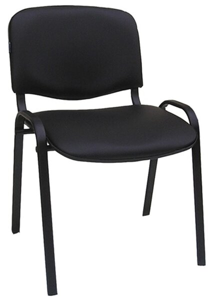 Посетителски стол Iso Black, до 120кг, еко кожа, метал, черен