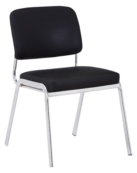 Посетителски стол RFG Slow M (C-106/779B/1PC), до 120кг, еко кожа, хромирана база, черен
