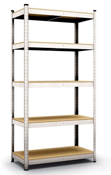 Стелаж Carmen 28605, 5 бр. рафтове, 180 cm височина, 90 cm ширина, до 175 kg товаропоносимост, метален, сив