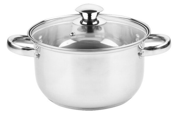 Тенджера Rosberg R51210O18, вместимост 2.1 l, 18 cm диаметър, неръждаема стомана, капак, сребриста