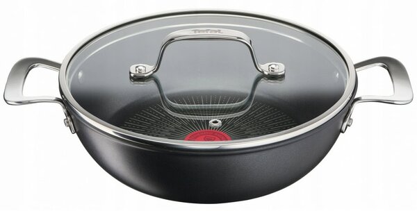 Тенджера Tefal G2557172, 26 cm диаметър, алуминий, топлинен индикатор, незалепващо покритие, с капак, черна