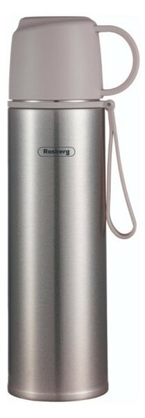 Термос Rosberg R52010F gray, 0.5л., неръждаема стомана, двуслойна вакуумна изолация, капак чаша, сив