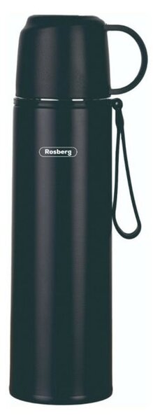 Термос Rosberg R52010F black, 0.5л., неръждаема стомана, двуслойна вакуумна изолация, капак чаша, черен