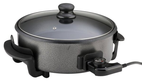 Тиган за приготвяне на пица Rosberg R51010B, 1500W, терморегулатор, незалепващо покритие, 32cm, сив