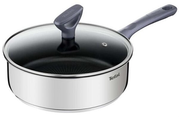 Тиган Tefal G7303255, неръждаема стомана, титаниево покритие, 24 см диаметър, капак, сребрист