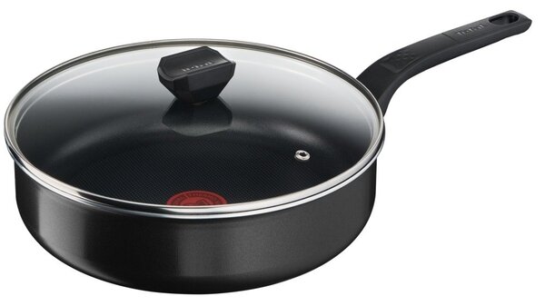 Дълбок тиган Tefal Simply Clean Sautepan 24 + lid, диаметър 24cm, дълбочина 7.24cm, с капак, черен