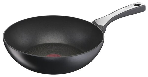 Уок тиган Tefal G2551972, 28 cm диаметър, незалепващо покритие, алуминий, температурен индикатор Thermo-Spot, черен