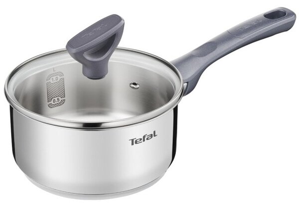 Касерола Tefal G7122255, неръждаема стомана, титаниево покритие, 16 см диаметър, капак, сребрист