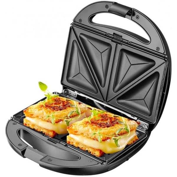 Тостер преса Adler AD 3040, 1200W, 5 вида плочи, незалепващо покритие, черен/инокс