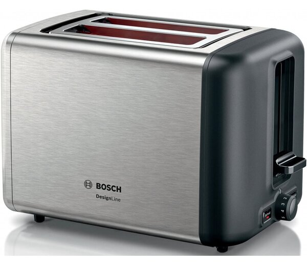 Тостер Bosch TAT3P420, 970W, 2x филии, функция за замразен хляб, електронен сензор за равномерно препичане, инокс