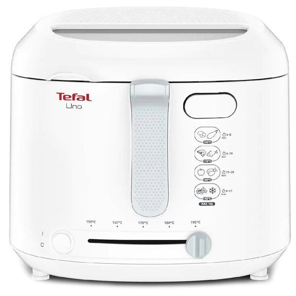 Фритюрник Tefal FF203130, 1 кг. вместимост, прозорец, автоматично отваряне на капака, 1350W, бял
