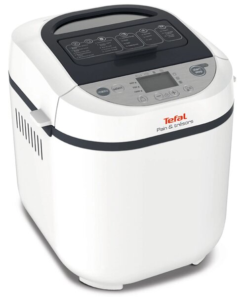 Хлебопекарна Tefal PF250135, 20 пpoгpaми, LCD дисплей, вмecтимocт 1000 г., 700 W, бяла