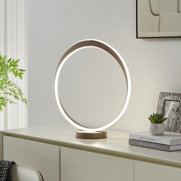 EGLO LED настолна лампа CAMEROTA, бежова, височина 44 см, CCT, с регулиране на, Затъмняване, Бежов, Дневна/трапезария, Алуминий