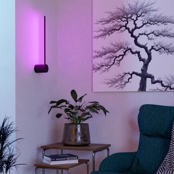 EGLO connect Smart LED стенна лампа FLATRON-Z, черна, 48 см, Затъмняване, Черен, Дневна/трапезария, Алуминий