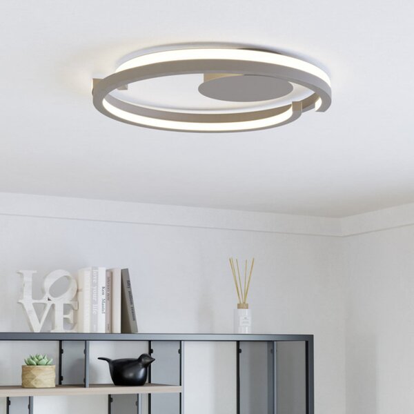 EGLO LED таванна лампа MEZZOMONTE, бежова, Ø 48 см, CCT, Затъмняване, Бежов, Дневна/трапезария, Алуминий