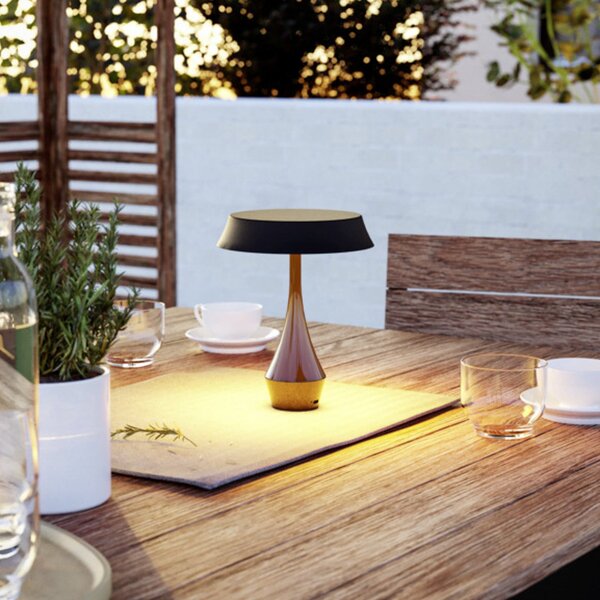 EGLO LED настолна лампа с акумулатор TURCIO, черна, височина 20 см, IP44, с, Затъмняване, Черен, Дневна/трапезария, Метал