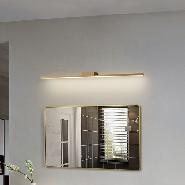 Lucande LED лампа с огледало Kivana, мед, метал, 90 cm, IP44, Мед, Баня, Алуминий, Модерен