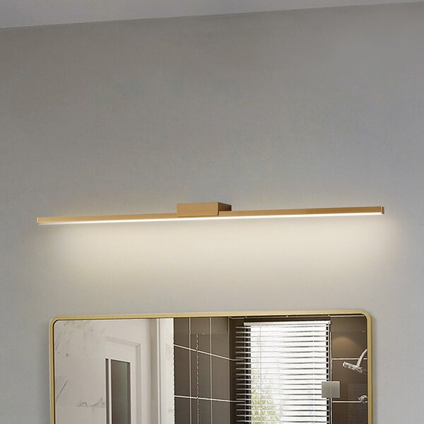 Lucande LED лампа с огледало Kivana, мед, метал, 90 cm, IP44, Мед, Баня, Алуминий, Модерен