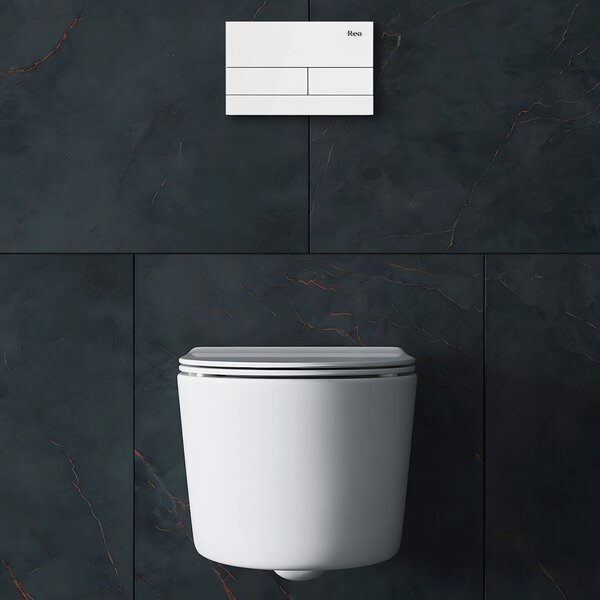 Бутон за тоалетна K011A-Q и Slim024N Rea T White Glass