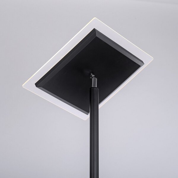 JUST LIGHT. GmbH Hans LED подова лампа с за четене, ъглова, черна, Затъмняване, Черен, Дневна/трапезария, Метал, Модерен, Светлина за четене