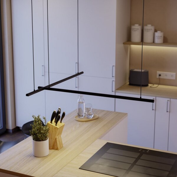 EGLO connect Smart LED висяща лампа FLATRON-Z, 150 см, черна, Затъмняване, Черен, Дневна/трапезария, Алуминий