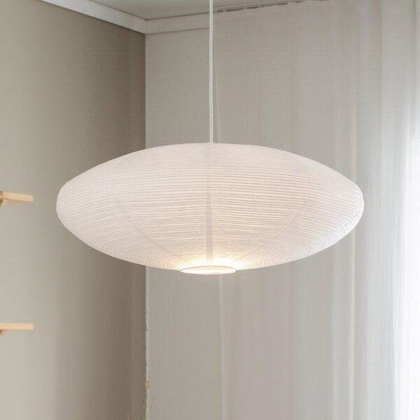 PR Home Висяща лампа Yuni, бяла, Ø 60 cm, бяло окачване, E14, Затъмняване, Бял, Дневна/трапезария, Хартия / картон, Скандинавски