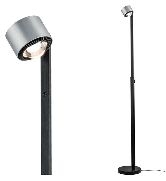 Paulmann LED подова лампа Aldan, метал, регулируема, с възможност за димиране, Затъмняване, Черен, Дневна/трапезария, Метал, Модерен, Светлина за четене