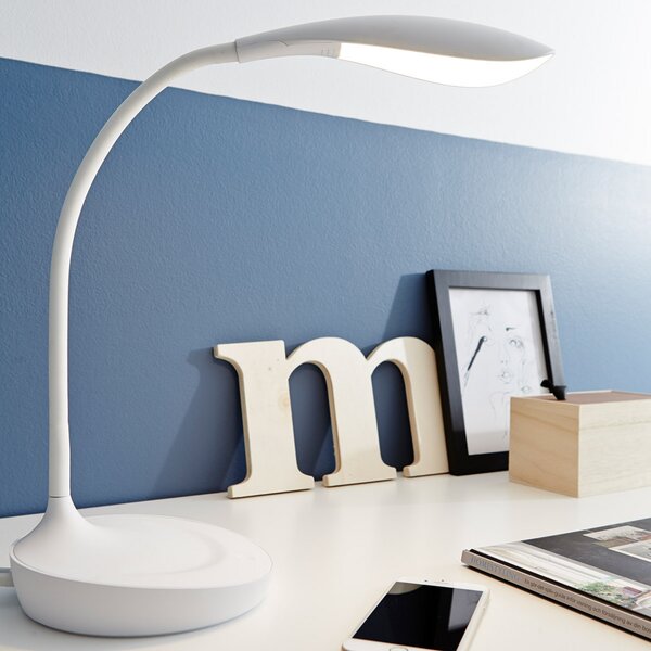 Markslöjd LED настолна лампа Swan, бяла, Затъмняване, Бял, кабинет / офис, Пластмаса, Скандинавски