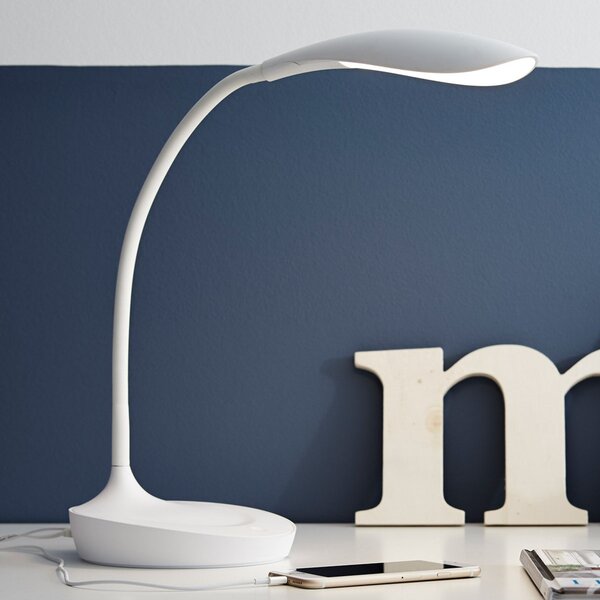 Markslöjd LED настолна лампа Swan, бяла, Затъмняване, Бял, кабинет / офис, Пластмаса, Скандинавски