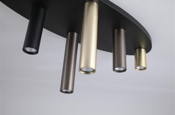 Searchlight 50571-6BK - Таванно осветително тяло TUBES 6xGU10/10W/230V 80x30 cm