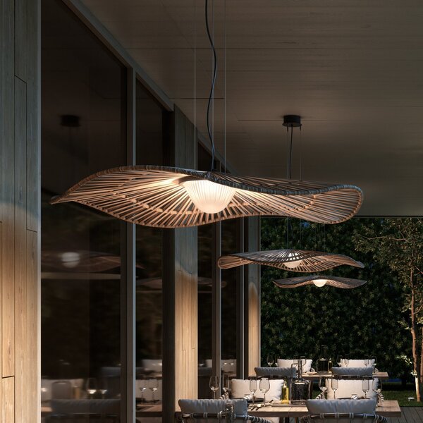 Bover LED външна висяща лампа Mediterránia, кафява, Ø 105 cm, Затъмняване, Кафяв / ръждив, Пластмаса, Дизайн