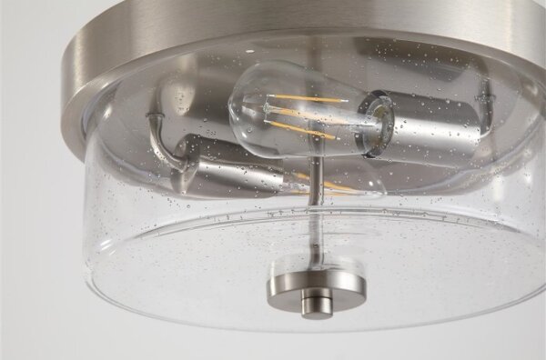 Searchlight 66210-2SS - таванно осветително тяло за баня PRESTON, 2xE27/60W/230V, IP44, Ø33 cm, сребристо