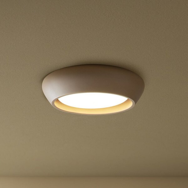 Beacon Lighting Таванна лампа Fjord, кафява, гипс, Ø 28 см, GX53, Затъмняване, Кафяв / ръждив, Дневна/трапезария, Гипс / глина