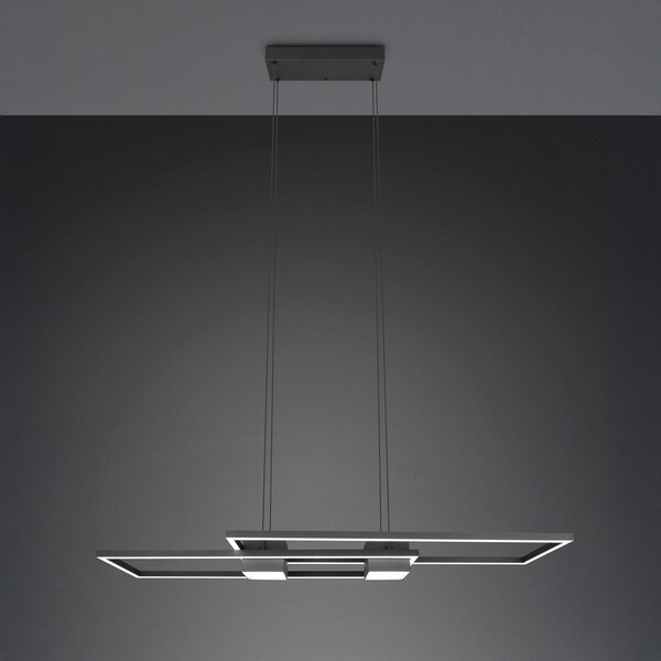 Trio Lighting Висяща LED лампа Albany, черна, 100 x 28 cm, алуминиева CCT с възможност за, Затъмняване, Черен, Дневна/трапезария, Алуминий, Модерен