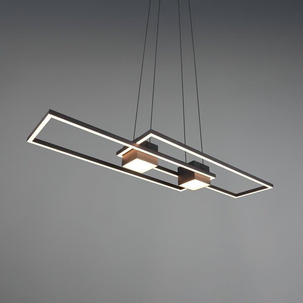 Trio Lighting Висяща LED лампа Albany, черна, 100 x 28 cm, алуминиева CCT с възможност за, Затъмняване, Черен, Дневна/трапезария, Алуминий, Модерен