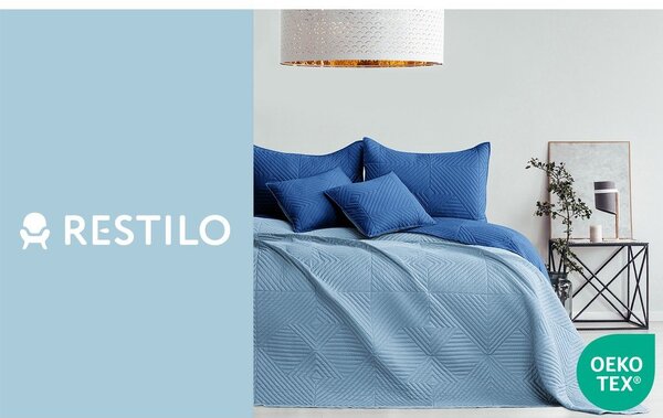 Синьо капитонирано покривало за легло от микрофибър 220x240 cm Softa – Restilo