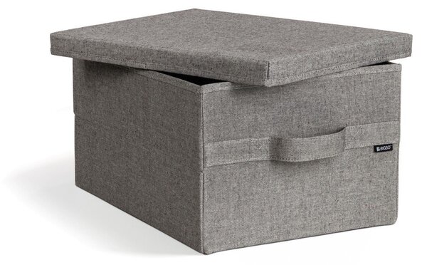 Сива текстилна кутия за съхранение с капак 31x41x22 cm Soft Storage Medium – Bigso