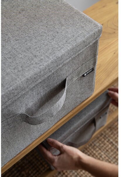 Сива текстилна кутия за съхранение с капак 31x41x22 cm Soft Storage Medium – Bigso