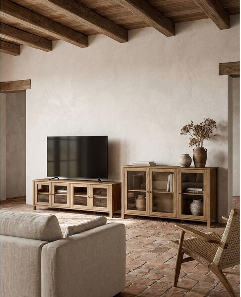 Маса за телевизор от масивен бор в естествен цвят 150x50x40 cm Alessandra – Marckeric