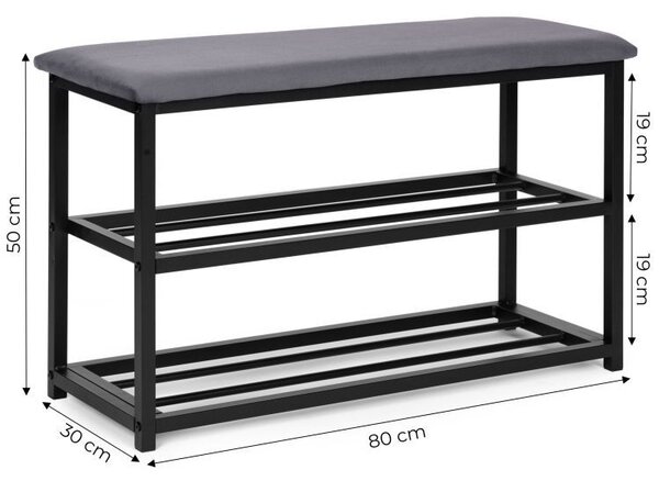 Стелаж за обувки с тапицирана седалка 80 cm