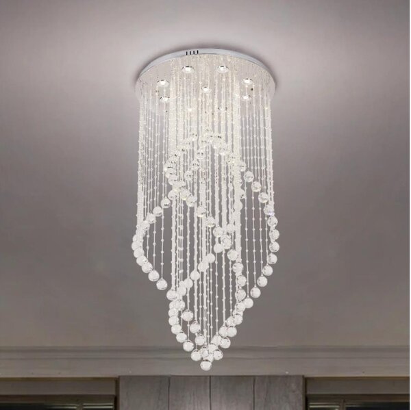 LED кристален таванен полилей NAURU LED/30W/230V Ø 60 см лъскав хром + дистанционно управление