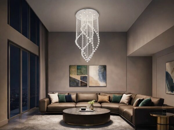 LED кристален таванен полилей NAURU LED/30W/230V Ø 60 см лъскав хром + дистанционно управление