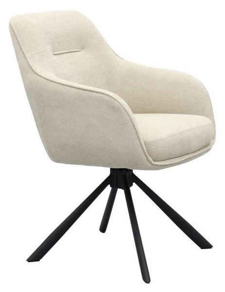 Кремав тапициран трапезен стол с подлакътници Avola – Unique Furniture