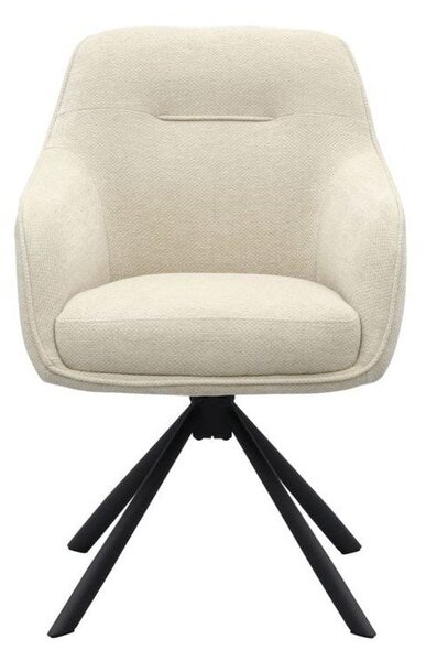 Кремав тапициран трапезен стол с подлакътници Avola – Unique Furniture