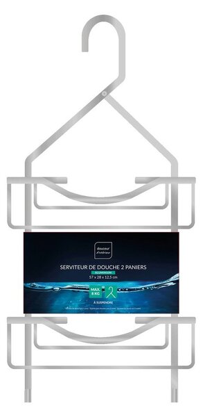 Висящ алуминиев рафт за баня в блестящо сребрист цвят Filaire Aluminium – douceur d'intérieur