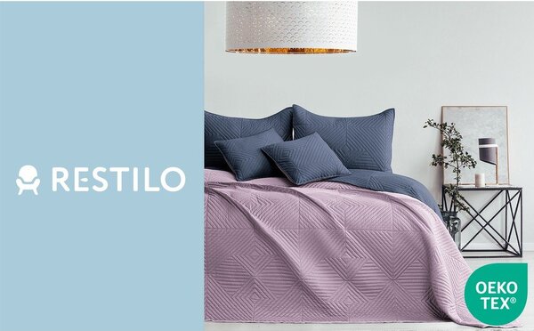 Розово/тъмносиво капитонирано покривало за легло от микрофибър 220x240 cm Softa – Restilo