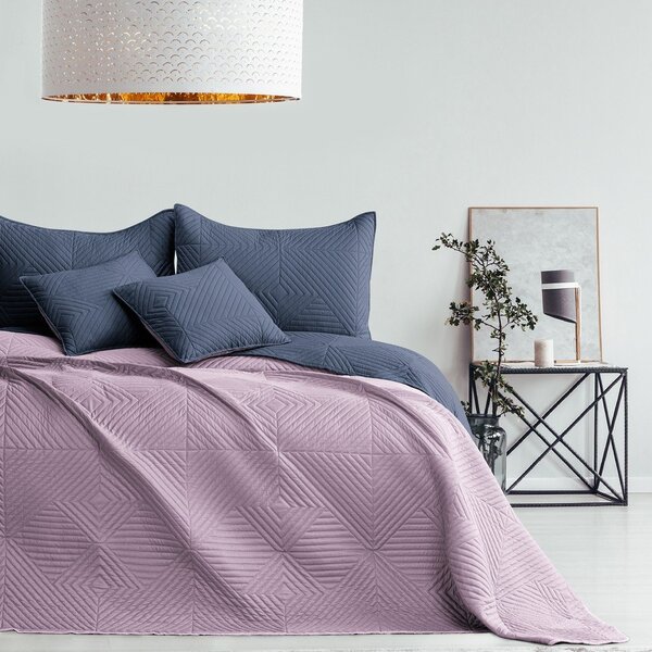 Розово/тъмносиво капитонирано покривало за легло от микрофибър 220x240 cm Softa – Restilo