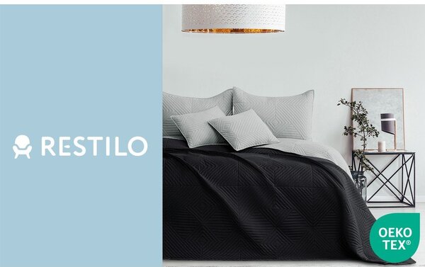 Черно/светлосиво капитонирано покривало за легло от микрофибър 220x240 cm Softa – Restilo