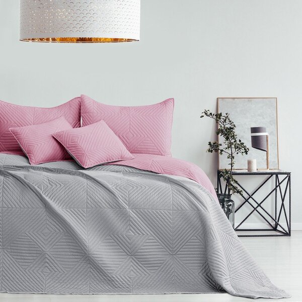 Розово/светлосиво капитонирано покривало за легло от микрофибър 220x240 cm Softa – Restilo